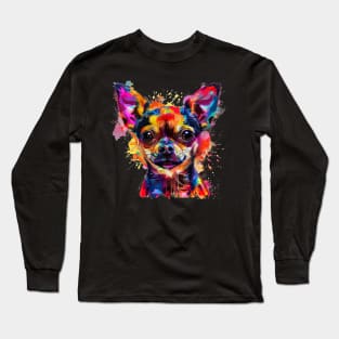 Chihuahua Dog Colorfull Pop Art Design For Dog Onwer Long Sleeve T-Shirt